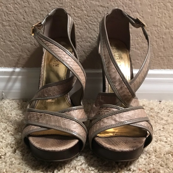 Pewter/Nude Snakeskin Ralph Lauren - Picture 1 of 3